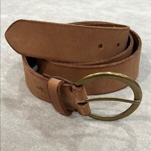 Frye 40mm Leather Belt with Brass Buckle